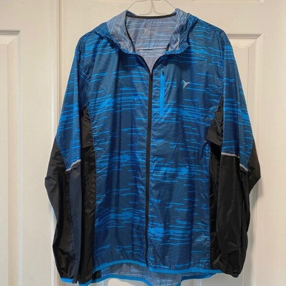 Old Navy Active Mens Hooded Rain Cover in Blue and Black - Picture 1 of 4